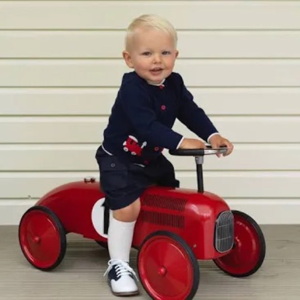 Rachel Riley Boy’s Navy Cardigan with Train Appliqué - 4T